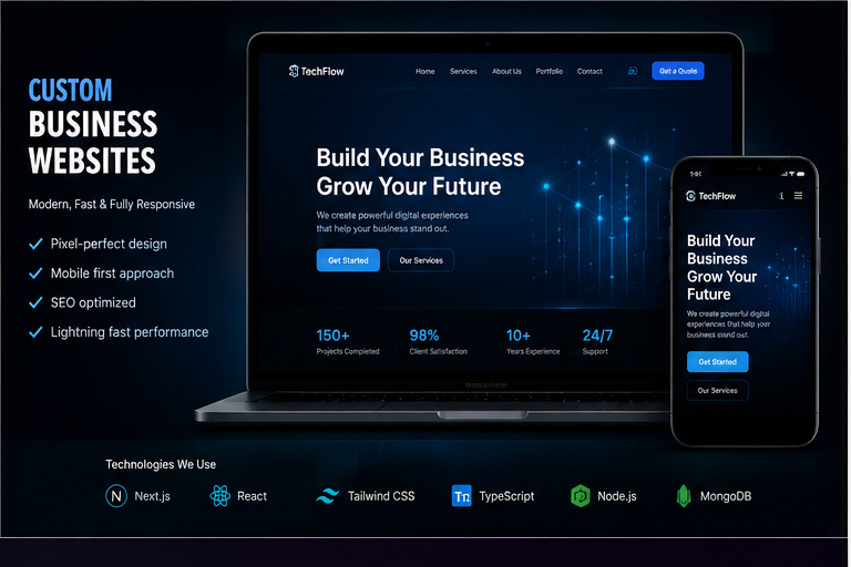 Custom business website mockup